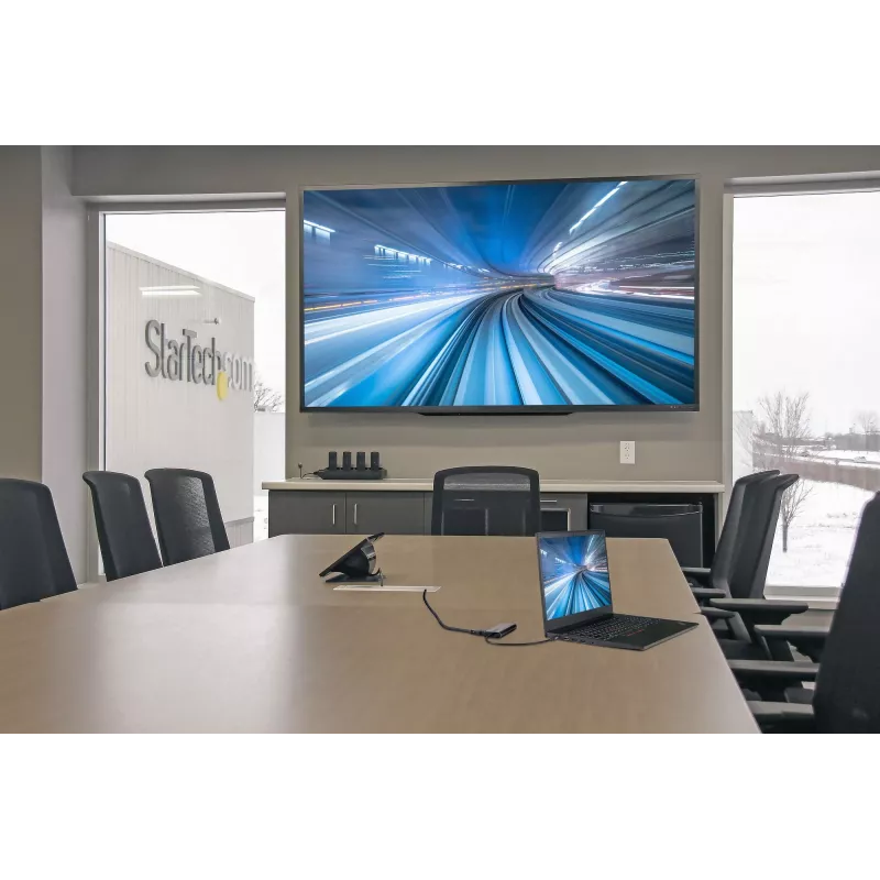 StarTech.com Adaptador multiportas USB-C – USB-C para HDMI ou Mini DisplayPort 4K 60Hz, 100W Power Delivery Pass-Through, hub USB 10Gbps de 4 portas – Mini dock USB Type-C – com cabo fixo de 12 polegadas (30 cm)