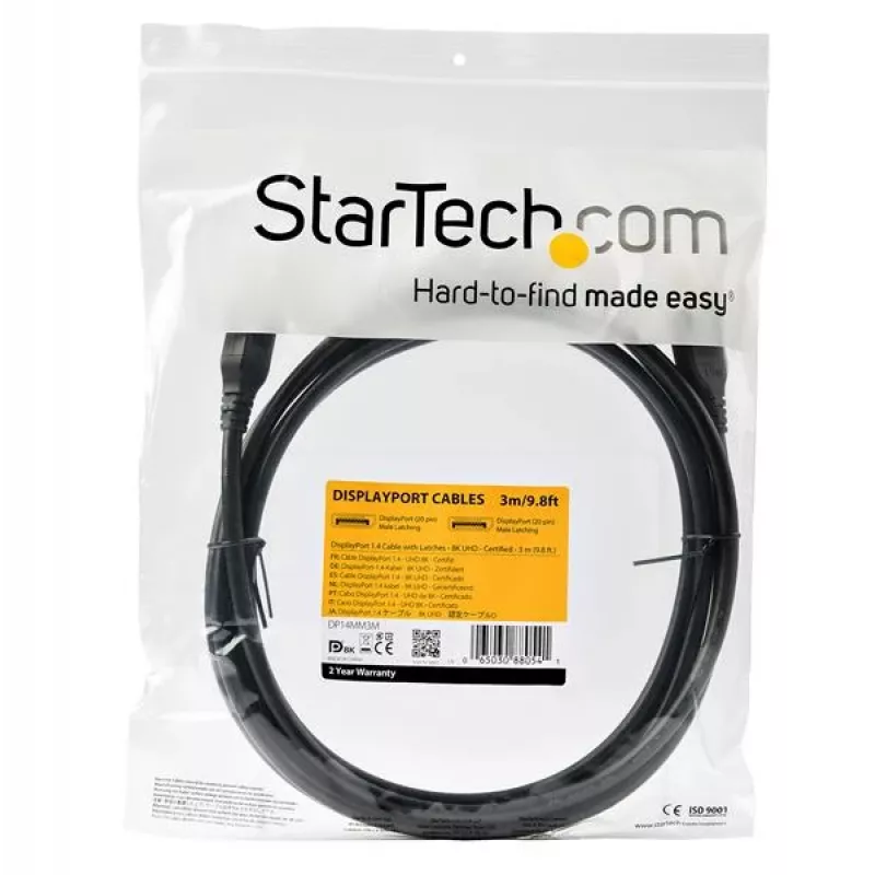 StarTech.com Cabo DisplayPort 1.4 certificado VESA de 3 m, 8K 60 Hz HBR3 HDR, cabo de monitor DisplayPort para DisplayPort UHD, cabo de vídeo DP 1.4 Ultra HD 4K 120 Hz M/M ficha DP