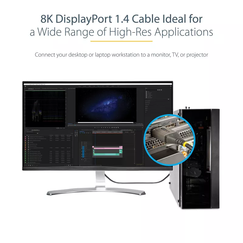 StarTech.com Cabo DisplayPort 1.4 certificado VESA de 16ft (5m) – 8K 60Hz HDR10 – Vídeo Ultra HD 4K 120Hz – Cabo de DP 1.4 – Para monitores/ecrãs – Cabo DisplayPort para DisplayPort – M/M