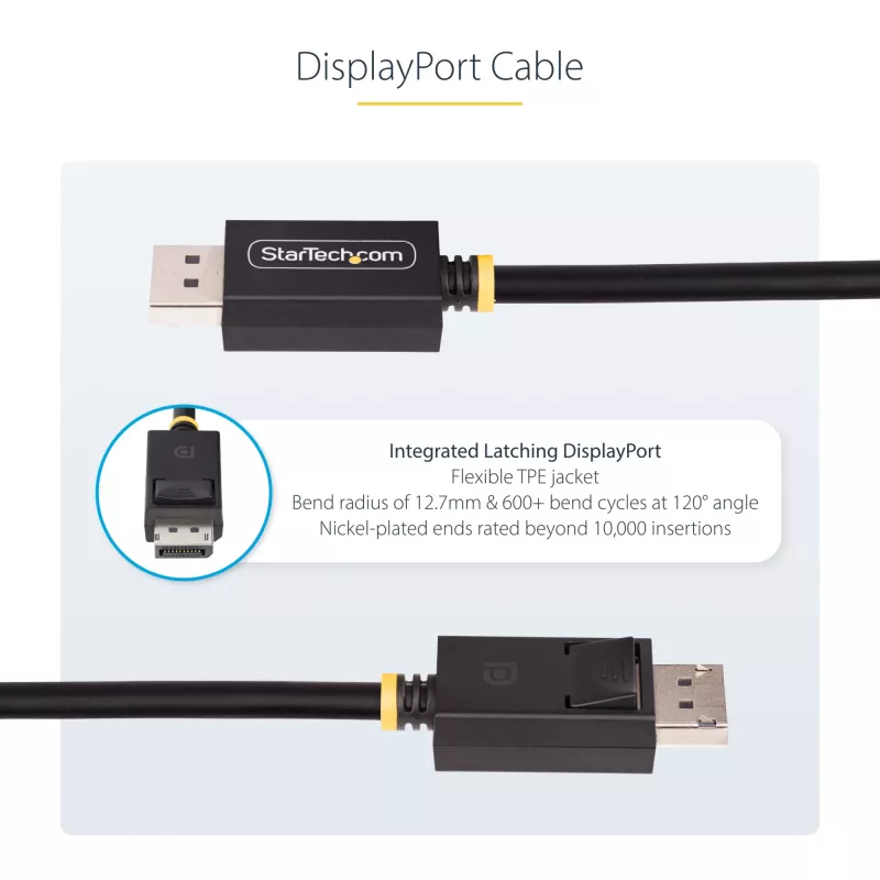 StarTech.com DP21-2M-DP40-CABLE cabo DisplayPort 2.1, 2 m, certificado VESA DP40, UHBR10, HDR, 8K 60 Hz / 4K 144 Hz, 40 Gbps, passivo, M/M, preto