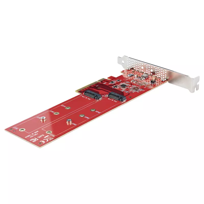 StarTech.com Placa adaptadora Dual M.2 PCIe SSD, PCIe x8 / x16 para Dual NVMe ou AHCI M.2 SSDs, PCI Express 4.0, 7,8 GBps/unidade, bifurcação necessária - Compatível com Windows/Linux
