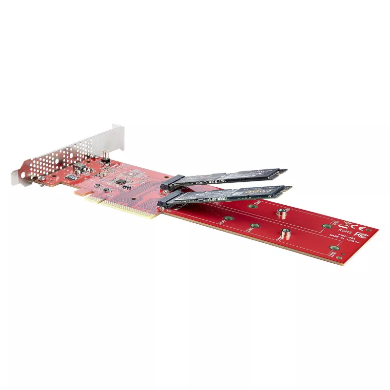 StarTech.com Placa adaptadora Dual M.2 PCIe SSD, PCIe x8 / x16 para Dual NVMe ou AHCI M.2 SSDs, PCI Express 4.0, 7,8 GBps/unidade, bifurcação necessária - Compatível com Windows/Linux