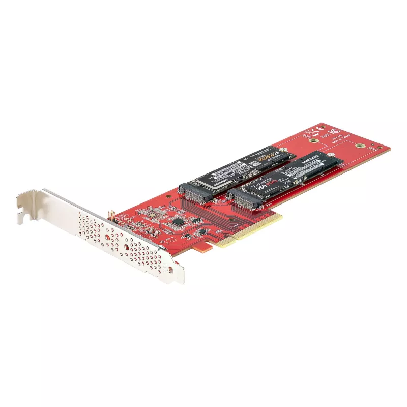 StarTech.com Placa adaptadora Dual M.2 PCIe SSD, PCIe x8 / x16 para Dual NVMe ou AHCI M.2 SSDs, PCI Express 4.0, 7,8 GBps/unidade, bifurcação necessária - Compatível com Windows/Linux