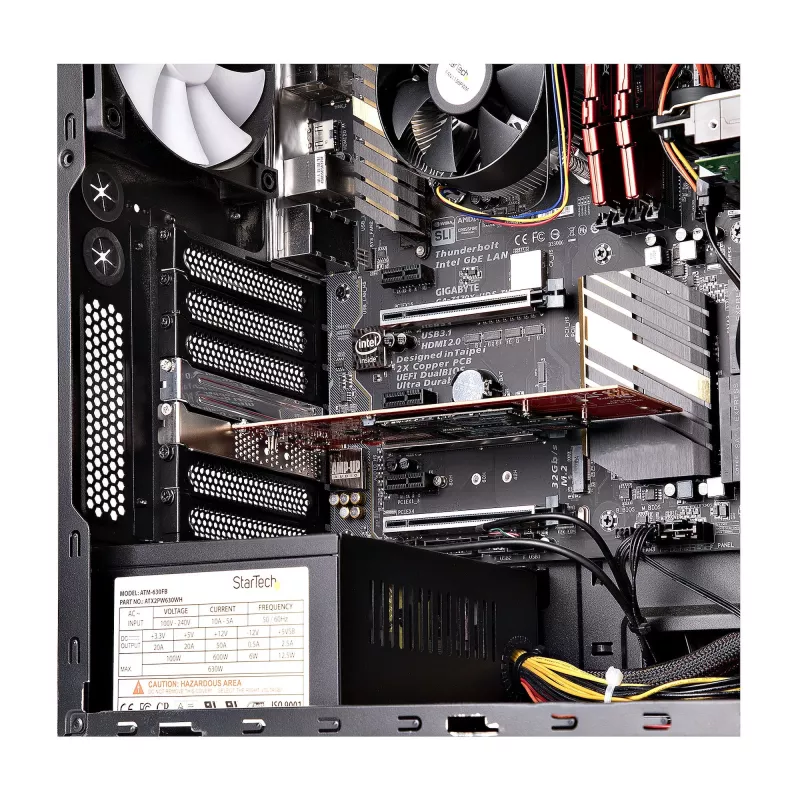 StarTech.com Placa adaptadora Dual M.2 PCIe SSD, PCIe x8 / x16 para Dual NVMe ou AHCI M.2 SSDs, PCI Express 4.0, 7,8 GBps/unidade, bifurcação necessária - Compatível com Windows/Linux