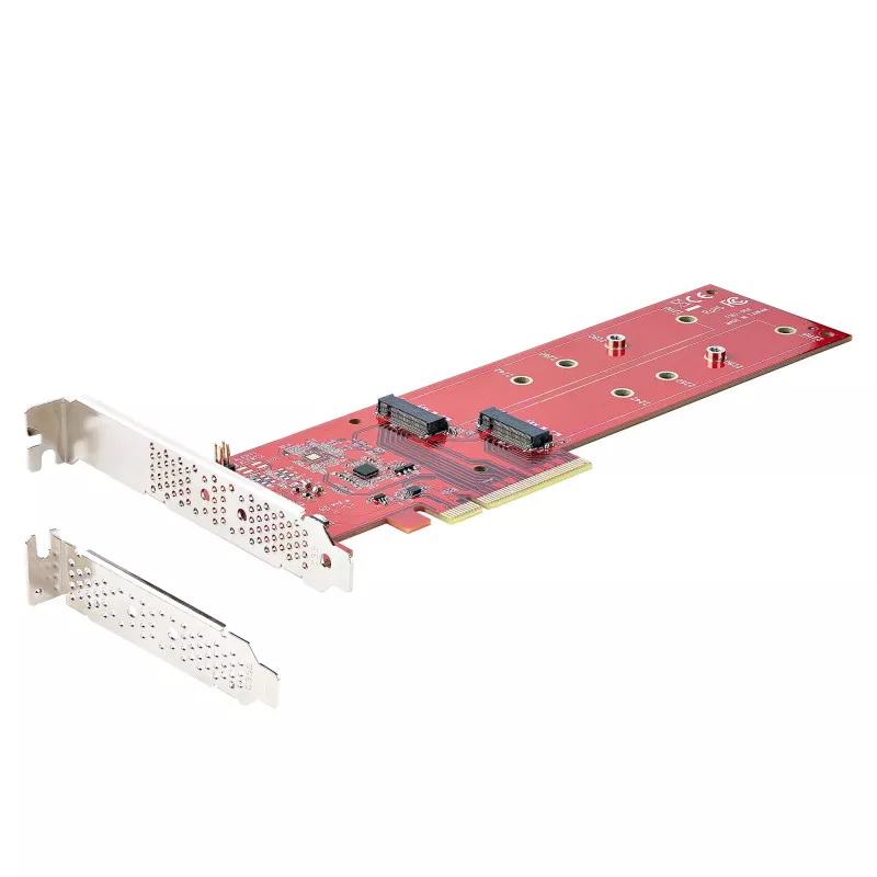 StarTech.com Placa adaptadora Dual M.2 PCIe SSD, PCIe x8 / x16 para Dual NVMe ou AHCI M.2 SSDs, PCI Express 4.0, 7,8 GBps/unidade, bifurcação necessária - Compatível com Windows/Linux