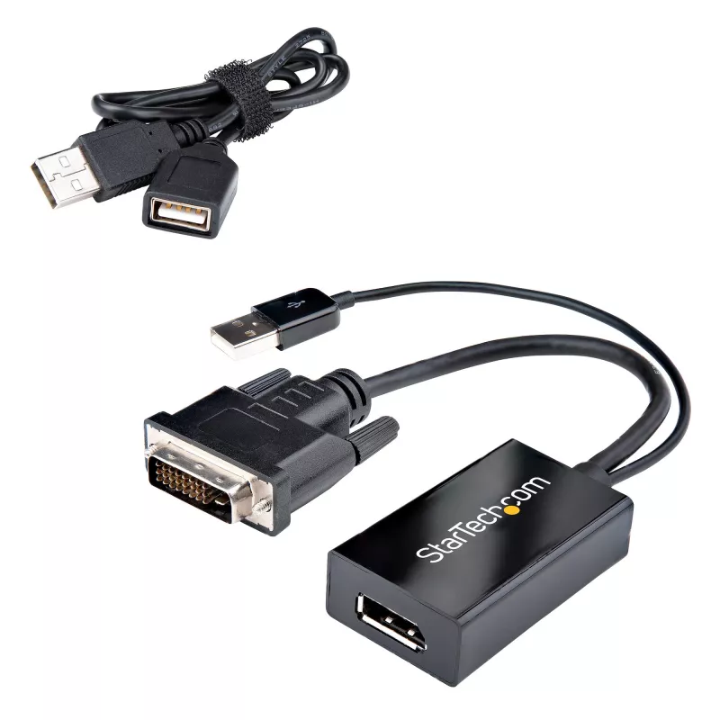StarTech.com Adaptador DVI para DisplayPort – Alimentação USB – 1920 x 1200 – Conversor DVI para DisplayPort – Adaptador de vídeo – DVI-D para DP