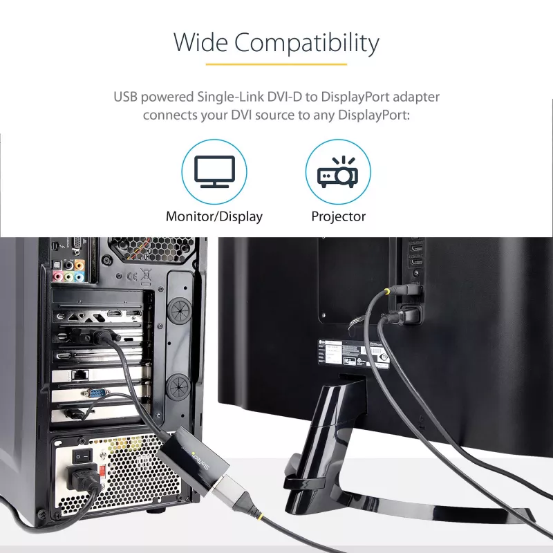 StarTech.com Adaptador DVI para DisplayPort – Alimentação USB – 1920 x 1200 – Conversor DVI para DisplayPort – Adaptador de vídeo – DVI-D para DP