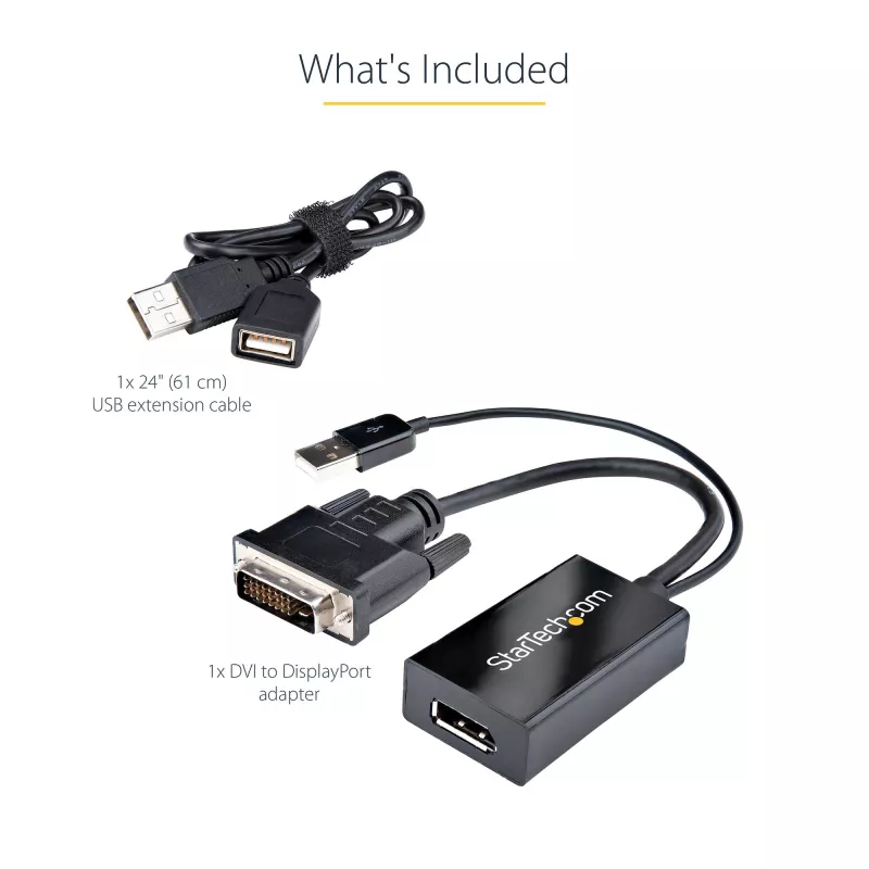 StarTech.com Adaptador DVI para DisplayPort – Alimentação USB – 1920 x 1200 – Conversor DVI para DisplayPort – Adaptador de vídeo – DVI-D para DP