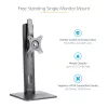 StarTech.com suporte de monitor individual de pé – suporte de monitor com altura ajustável – para monitores VESA até 32 polegadas (7 kg) – suporte de monitor ergonómico para secretária – inclinável/rotativo/giratório