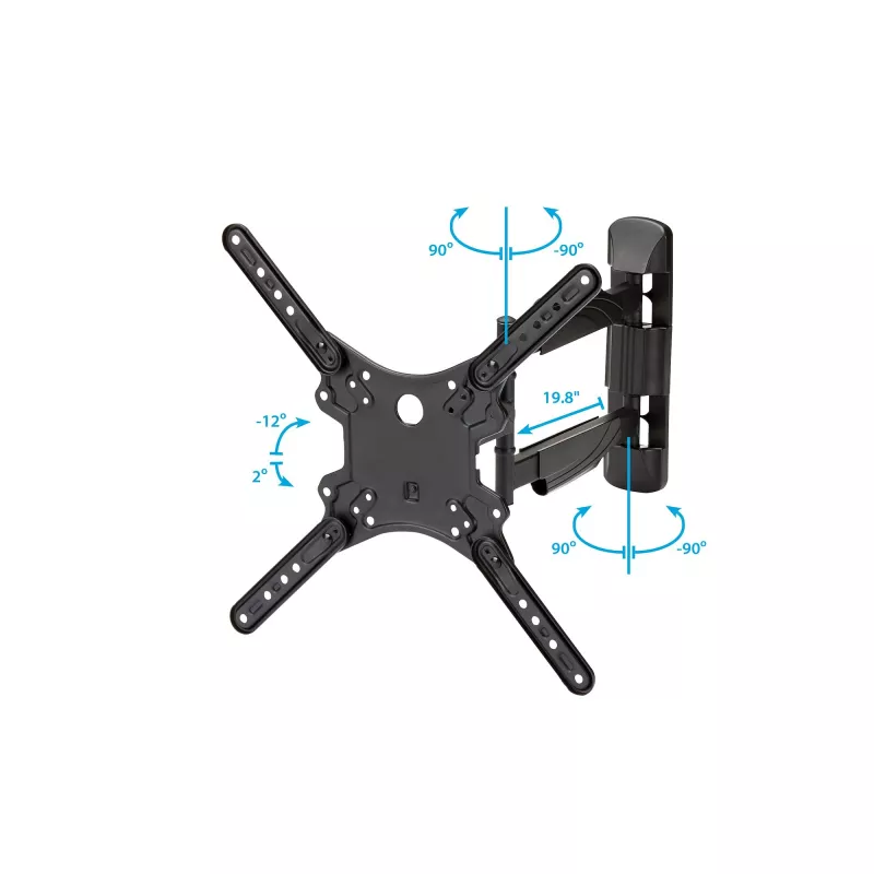 StarTech.com FPWARTB1M suporte de parede para TV totalmente articulado, braço articulado, para ecrãs VESA de 32-55 polegadas, até 35 kg (77 lb), rotação +90/-90, aço, preto
