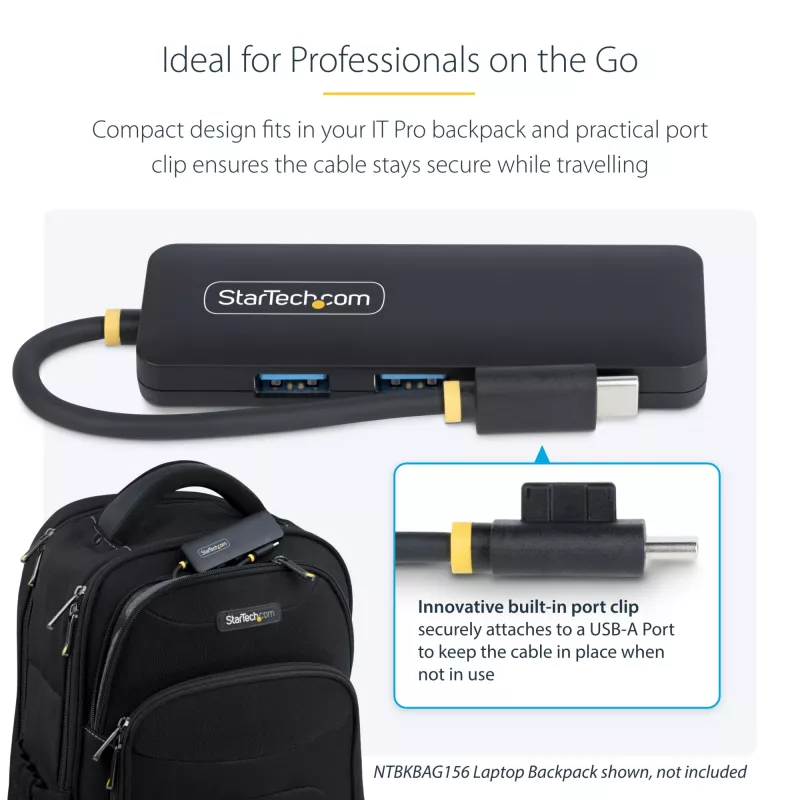 Hub USB-C de 4 portas StarTech.com, 5 Gbit/s, USB-C para 4x USB-A, alimentado por bus, mini hub de viagem compacto, splitter USB 3.0 multiporta, hub portátil, proteção contra sobretensão