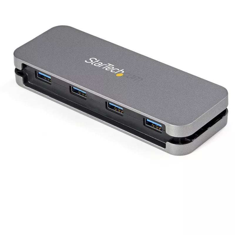 StarTech.com Hub USB 3.0 de 4 portas - USB-A para 4x USB-A - Hub USB 3.1 Gen 1 Tipo A portátil SuperSpeed 5Gbps - alimentado por barramento USB - Hub USB para portátil/computador de secretária com cabo longo de 28 cm e gestão de cabos~Hub USB 3.0 de 4 portas - USB-A para 4x USB-A - Hub USB 3.2 Gen 1 Tipo A portátil SuperSpeed 5Gbps - alimentado por barramento USB - Hub USB para