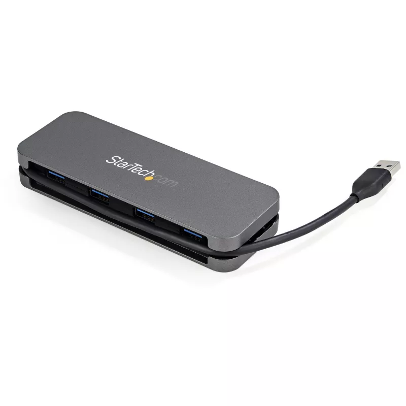 StarTech.com Hub USB 3.0 de 4 portas - USB-A para 4x USB-A - Hub USB 3.1 Gen 1 Tipo A portátil SuperSpeed 5Gbps - alimentado por barramento USB - Hub USB para portátil/computador de secretária com cabo longo de 28 cm e gestão de cabos~Hub USB 3.0 de 4 portas - USB-A para 4x USB-A - Hub USB 3.2 Gen 1 Tipo A portátil SuperSpeed 5Gbps - alimentado por barramento USB - Hub USB para