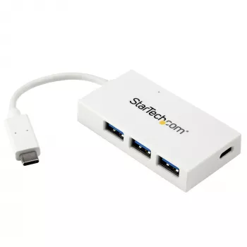 Hub USB-C de 4 portas StarTech.com com 1x USB-C e 3x USB-A (SuperSpeed 5 Gbit/s) – alimentado por bus USB – hub adaptador USB 3.0 portátil/para portátil – hub USB 3.2 Gen 1 Type-C – Branco
