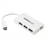 StarTech.com HB30C3A1CFBW hub USB-C de 4 portas, 1x USB-C + 3x USB-A, USB 3.0 SuperSpeed 5Gbps, portátil, branco