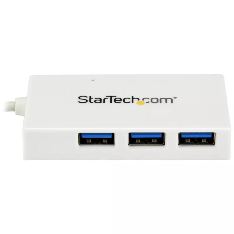 StarTech.com HB30C3A1CFBW hub USB-C de 4 portas, 1x USB-C + 3x USB-A, USB 3.0 SuperSpeed 5Gbps, portátil, branco