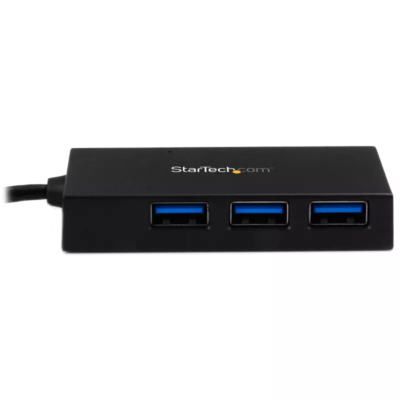 StarTech.com Hub USB C de 4 portas - Hub USB Type-C com 4x portas USB-A (USB 3.0/3.1 Gen 1 SuperSpeed 5 Gbit/s) - alimentação por barramento USB ou autoalimentado - Hub de carregamento portátil USB-C para USB-A BC 1.2 com transformador~Hub USB C de 4 portas - Hub USB Type-C com 4x portas USB-A Hub USB 3.0 (5 Gbit/s) - alimentação por barramento USB ou autoalimentado - Hub de carregamento portátil