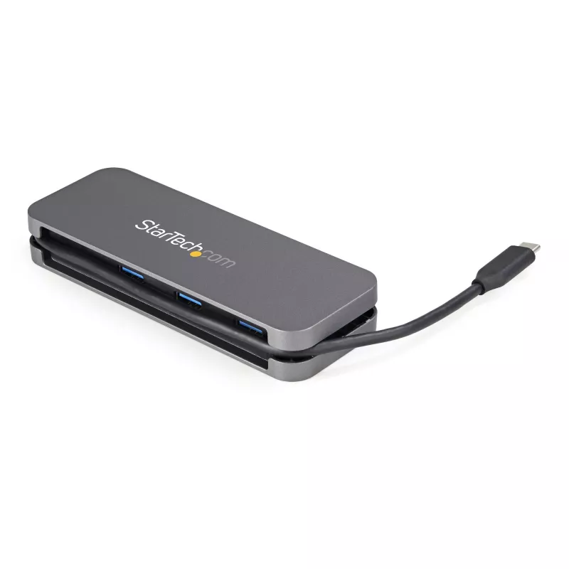 StarTech.com Hub USB C de 4 portas - 3x USB-A/1x USB-C - Hub USB 3.0 Tipo C de 5Gbps (3.2/3.1 Gen 1) - alimentado por barramento - Hub adaptador portátil USB-C para USB-A - Cabo de 28,5 cm (11,2 polegadas) com gestão de cabos~Hub USB C de 4 portas - 3x USB-A/1x USB-C - Hub USB 3.0 Tipo C - USB 3.2 Gen 1 (5 Gbit/s) - alimentado por barramento - Hub adaptador portátil USB-C para USB-A - Cabo de