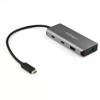 Hub USB C de 4 portas StarTech.com com 2x USB A e 2x USB C – Hub USB Type-C 3.1/3.2 Gen 2 SuperSpeed 10 Gbit/s – alimentação por bus USB – hub adaptador USB-C para USB portátil – alumínio – cabo de 25 cm (9,8 polegadas)