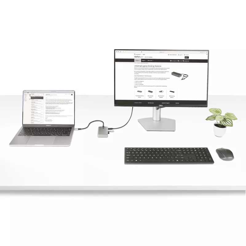 Hub USB-C de 4 portas StarTech.com com saída de vídeo USB-C DP Alt Mode 4K 60Hz - 3x USB-A, 1x USB Type-C, Power Delivery pass-through 100W, USB 3.2 10Gbps, cabo de 30cm, hub USB portátil