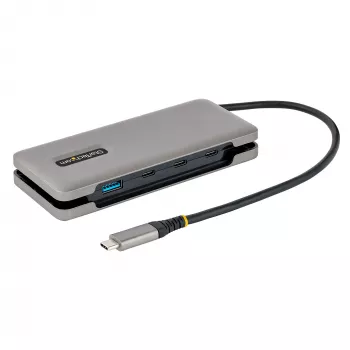Hub USB-C de 4 portas StarTech.com – 1x USB-A e 3x USB-C – USB 3.2 Gen 2 (10 Gbit/s) – alimentado por bus – hub USB Type-C com cabo envolvente de 32 cm – hub USB-C para USB-A portátil