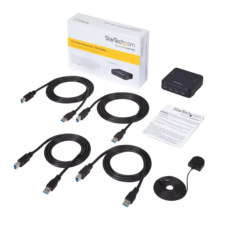 Caixa de comutação de periféricos USB 3.0 4-para-4 StarTech.com, 5 Gbit/s, Micro-USB Type-B, Preto, Plástico, CE, FCC, REACH, 0 - 40 °C