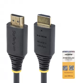 Cabo HDMI de alta velocidade premium certificado de 50cm StarTech.com, 4K 60Hz/1440p 144Hz, HDR10/HDCP 2.2/ARC, 18Gbps, cabo HDMI UHD 2.0 para TV/monitor/ecrã, revestimento TPE