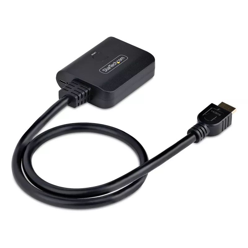 Splitter HDMI de 2 portas StarTech.com, vídeo HDMI 2.0 4K 60Hz, splitter HDMI 4K 1 entrada 2 saídas, splitter de ecrã/saída HDMI 1x2, HDR/HDCP, cabo HDMI integrado de 50 cm
