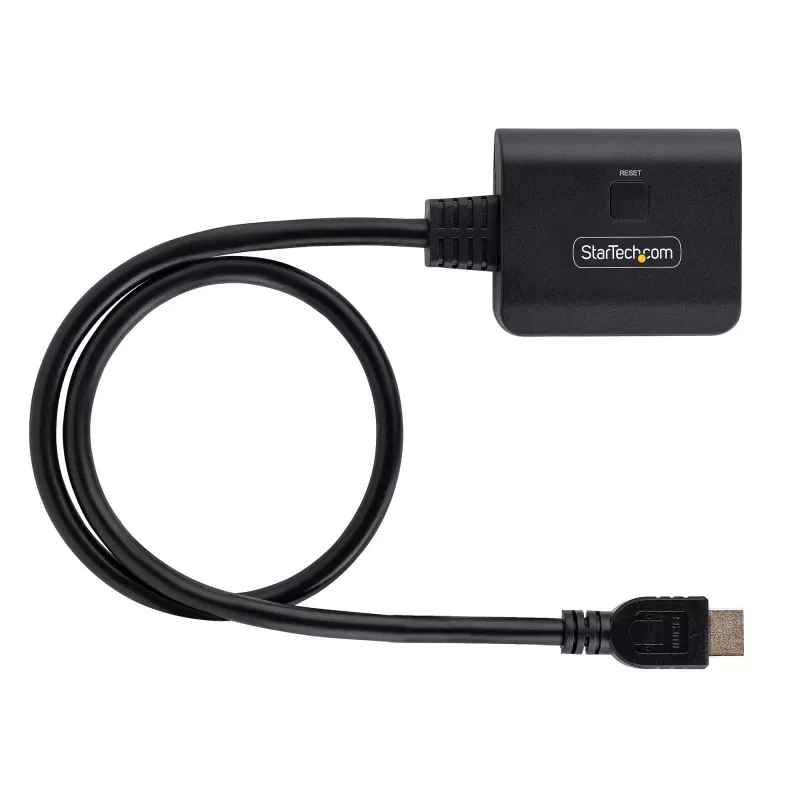 Splitter HDMI de 2 portas StarTech.com, vídeo HDMI 2.0 4K 60Hz, splitter HDMI 4K 1 entrada 2 saídas, splitter de ecrã/saída HDMI 1x2, HDR/HDCP, cabo HDMI integrado de 50 cm