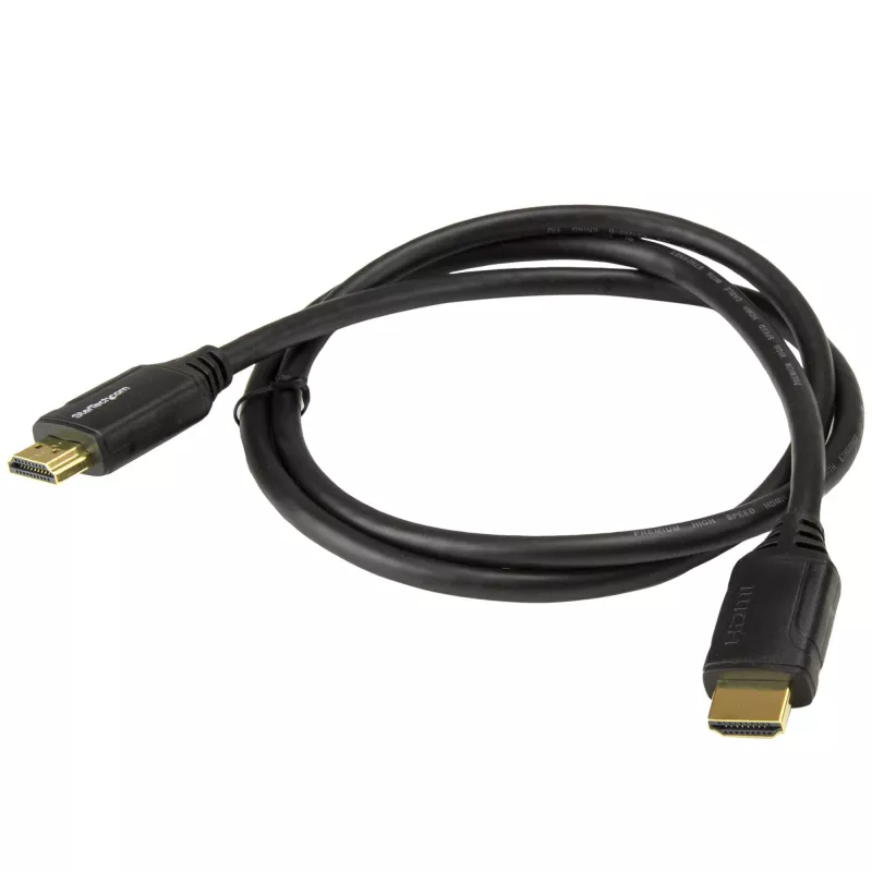 StarTech.com HDMM1MP cabo HDMI 2.0 High Speed Premium certificado com Ethernet de 1 m (3 pés), 4K 60 Hz, HDR, macho-macho, preto