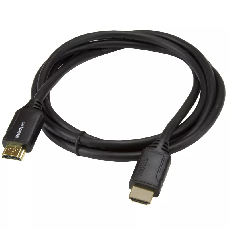 Cabo StarTech.com 2 m HDMI 2.0 Premium certificado com Ethernet – Cabo HDMI Ultra HD 4K-60Hz de alta velocidade HDR10 – Cabo HDMI (macho/macho) – para monitores UHD, televisores, ecrãs