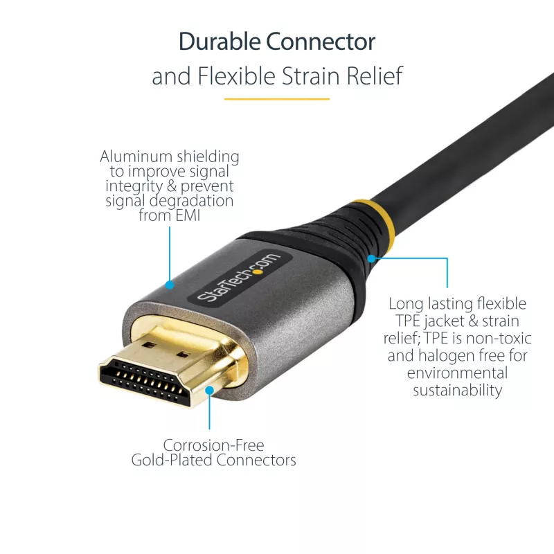Cabo HDMI 2.0 premium certificado de 1 m StarTech.com – cabo HDMI Ultra HD 4K 60Hz de alta velocidade com Ethernet – HDR10, ARC – cabo de vídeo HDMI UHD – para monitores UHD, televisores, ecrãs – M/M