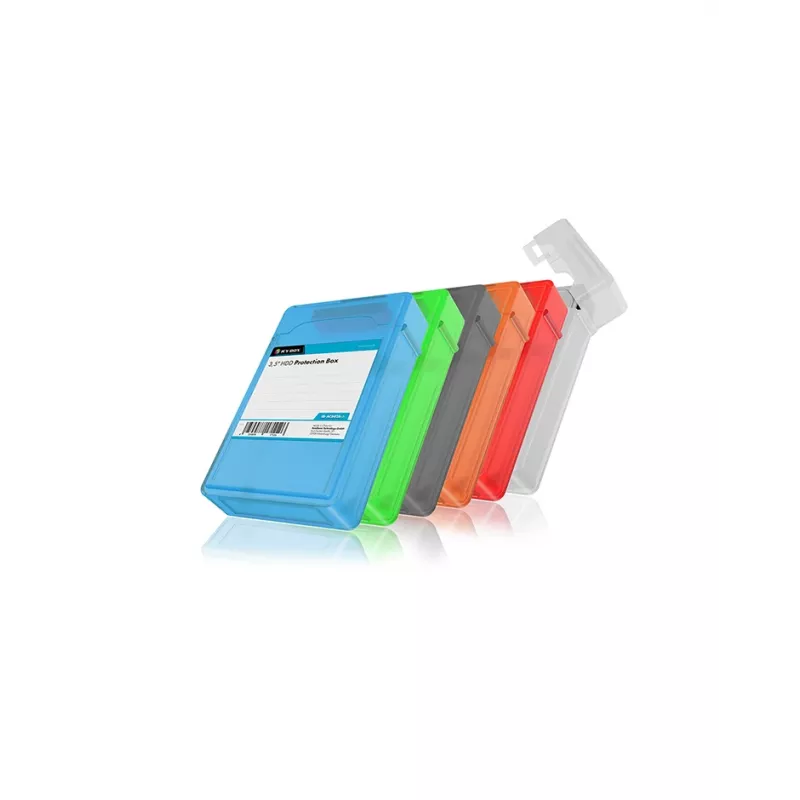 ICY BOX IB-AC602b-6 Estojo de plástico azul, verde, cinzento, laranja, vermelho, branco