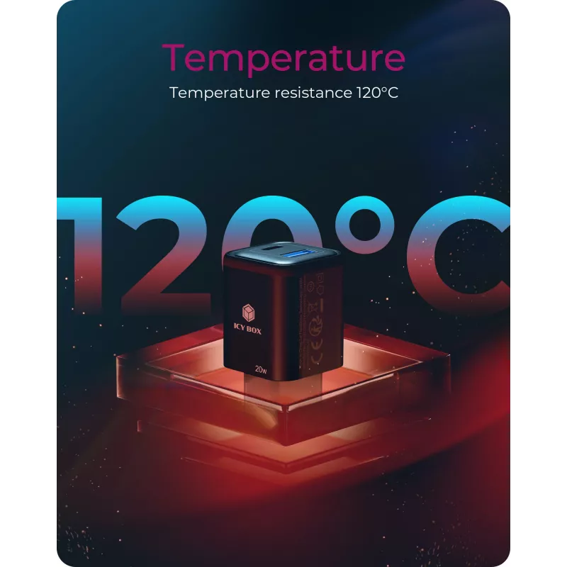 ICY BOX IB-PS1020-PD Carregador rápido universal CA preto para interiores