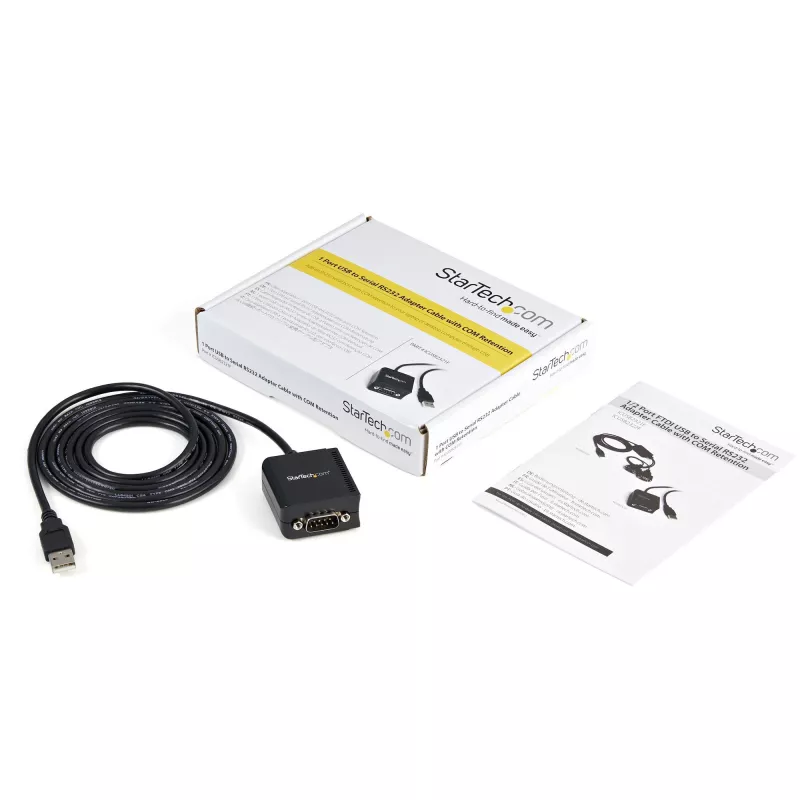 StarTech.com Cabo adaptador USB para série RS232 FTDI de 1 porta com retenção de COM