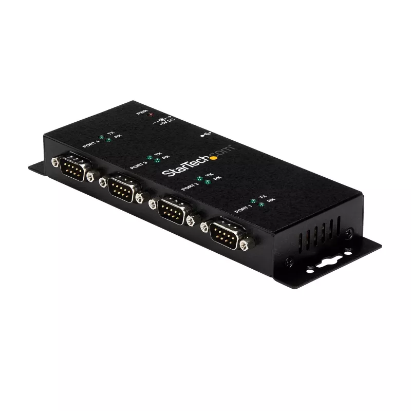 StarTech.com Hub adaptador USB para série DB9 RS232 de 4 portas – Montagem industrial em calha DIN e parede