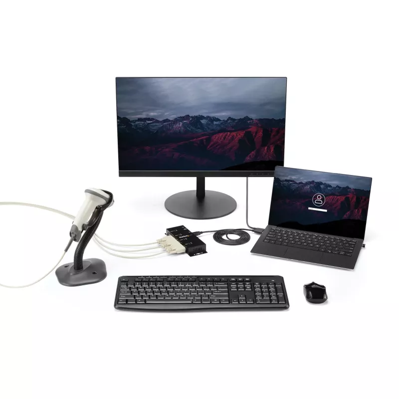 StarTech.com Hub adaptador USB para série DB9 RS232 de 4 portas – Montagem industrial em calha DIN e parede