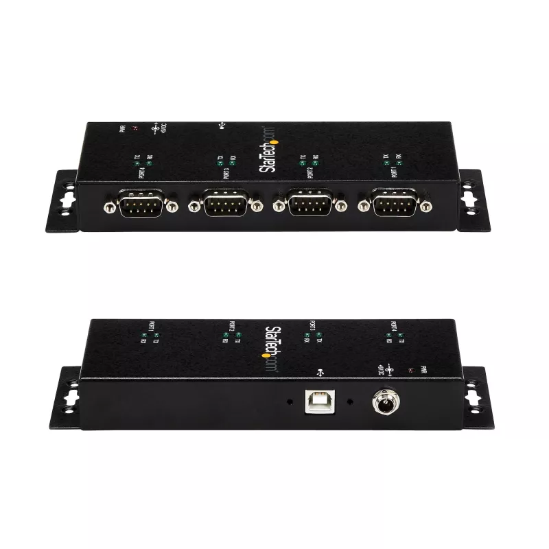 StarTech.com Hub adaptador USB para série DB9 RS232 de 4 portas – Montagem industrial em calha DIN e parede