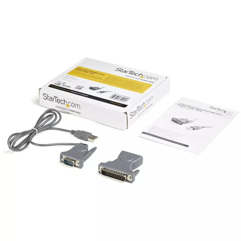StarTech.com ICUSB232DB25 cabo adaptador de USB 2.0 para série RS232, DB9/DB25, cinzento
