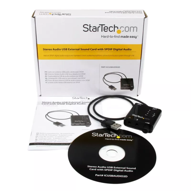 StarTech.com Adaptador de áudio estéreo USB placa de som externa com áudio digital SPDIF e microfone estéreo