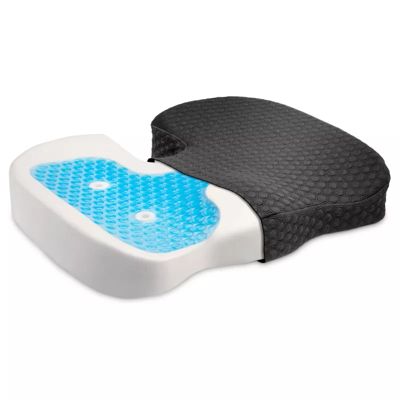 Kensington Almofada de assento Premium Cool-Gel, almofada de assento, espuma com memória, cadeira, preto, cor única, fecho de correr