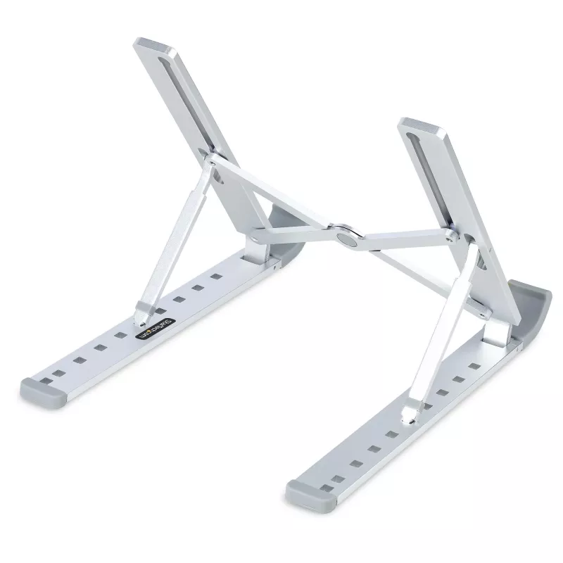 StarTech.com suporte de laptop dobrável, suporte de laptop ergonómico portátil com altura ajustável, estrutura de alumínio ventilada suporta 10 kg, inclinável/elevável/angular para laptop/tablet, design dobrável