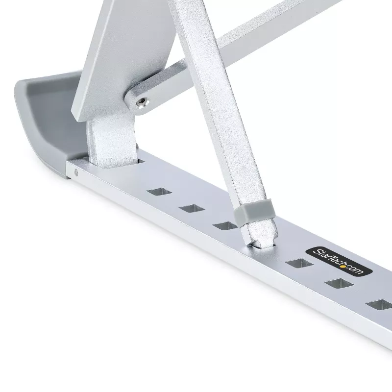 StarTech.com suporte de laptop dobrável, suporte de laptop ergonómico portátil com altura ajustável, estrutura de alumínio ventilada suporta 10 kg, inclinável/elevável/angular para laptop/tablet, design dobrável