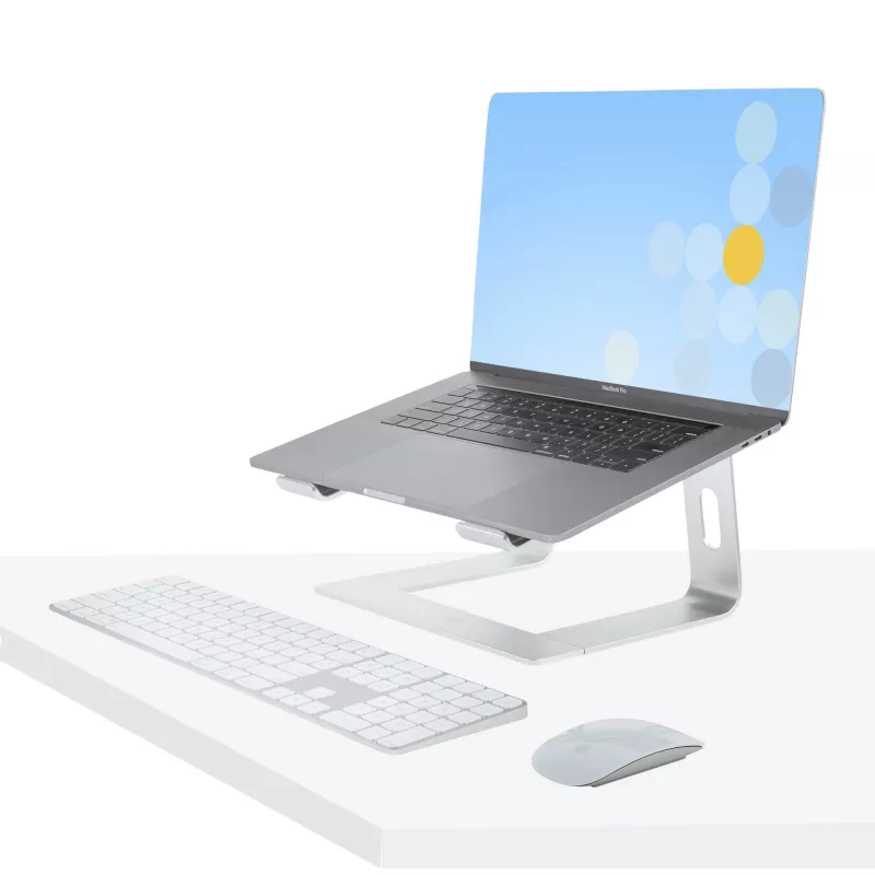 StarTech.com suporte de laptop para secretária, suporta 5 kg/11 lb, alumínio, prateado, elevação ergonómica de laptop, suporte de laptop portátil, suporte para computador para MacBook Air/Pro, Dell XPS, Lenovo