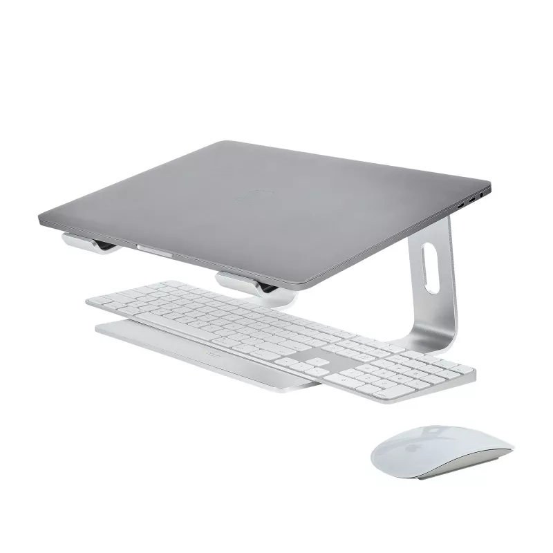 StarTech.com suporte de laptop para secretária, suporta 5 kg/11 lb, alumínio, prateado, elevação ergonómica de laptop, suporte de laptop portátil, suporte para computador para MacBook Air/Pro, Dell XPS, Lenovo