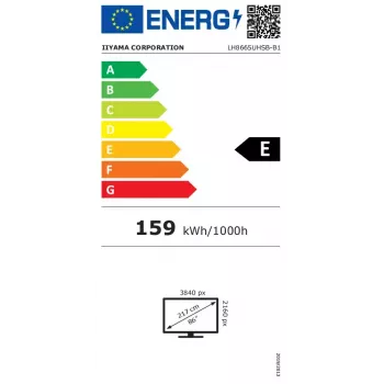 iiyama LH8665UHSB-B1 ecrã de sinalização quiosque 2,18 m (86 polegadas) LED Wi-Fi 800 cd/m² 4K Ultra HD preto processador integrado Android 11 24/7