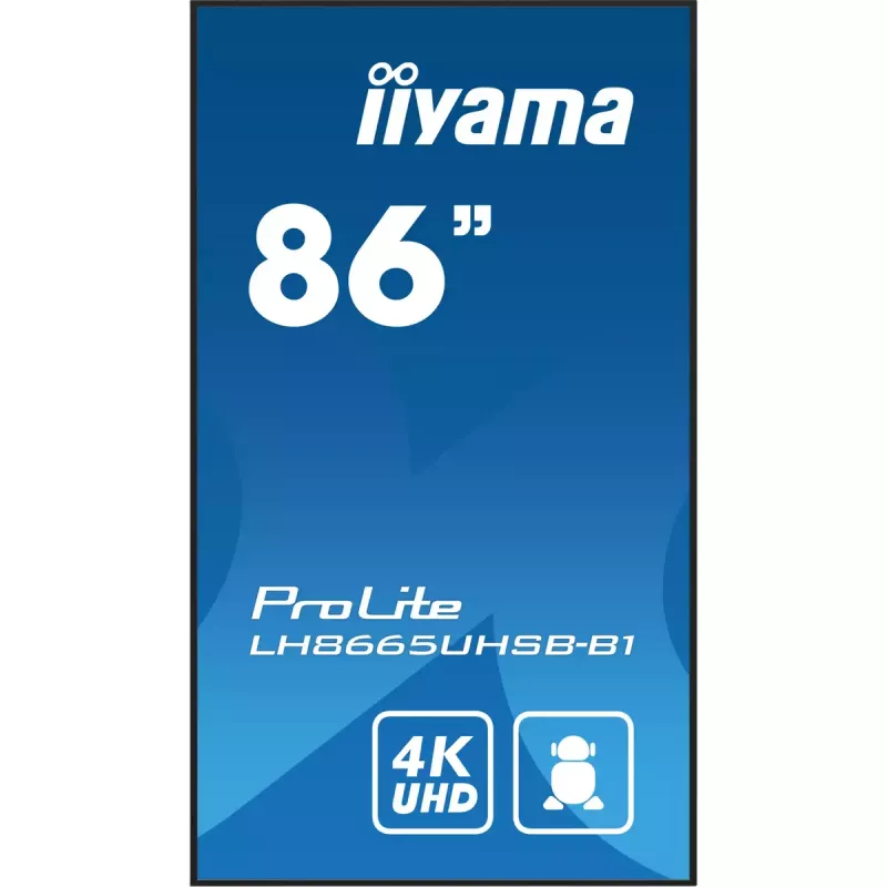 iiyama LH8665UHSB-B1 ecrã de sinalização quiosque 2,18 m (86 polegadas) LED Wi-Fi 800 cd/m² 4K Ultra HD preto processador integrado Android 11 24/7