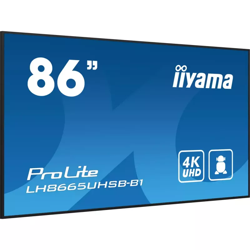 iiyama LH8665UHSB-B1 ecrã de sinalização quiosque 2,18 m (86 polegadas) LED Wi-Fi 800 cd/m² 4K Ultra HD preto processador integrado Android 11 24/7