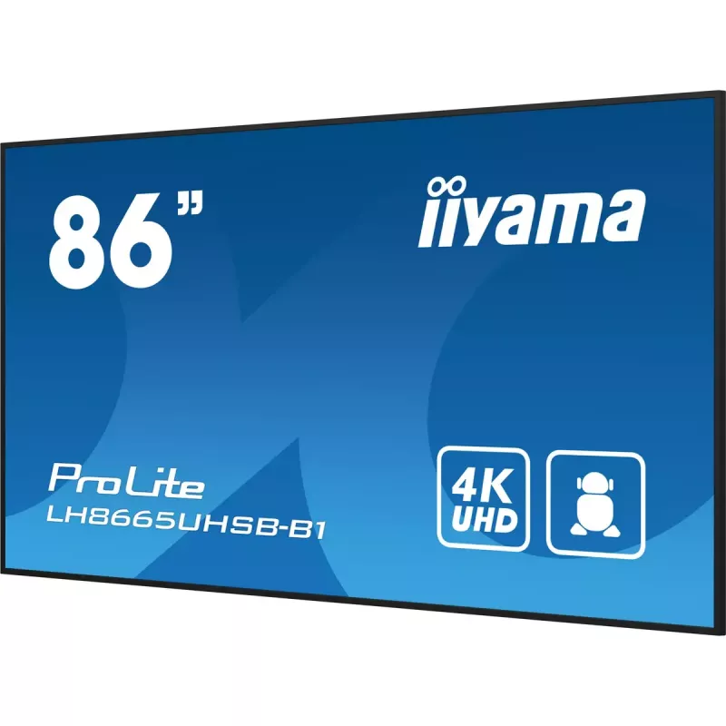 iiyama LH8665UHSB-B1 ecrã de sinalização quiosque 2,18 m (86 polegadas) LED Wi-Fi 800 cd/m² 4K Ultra HD preto processador integrado Android 11 24/7