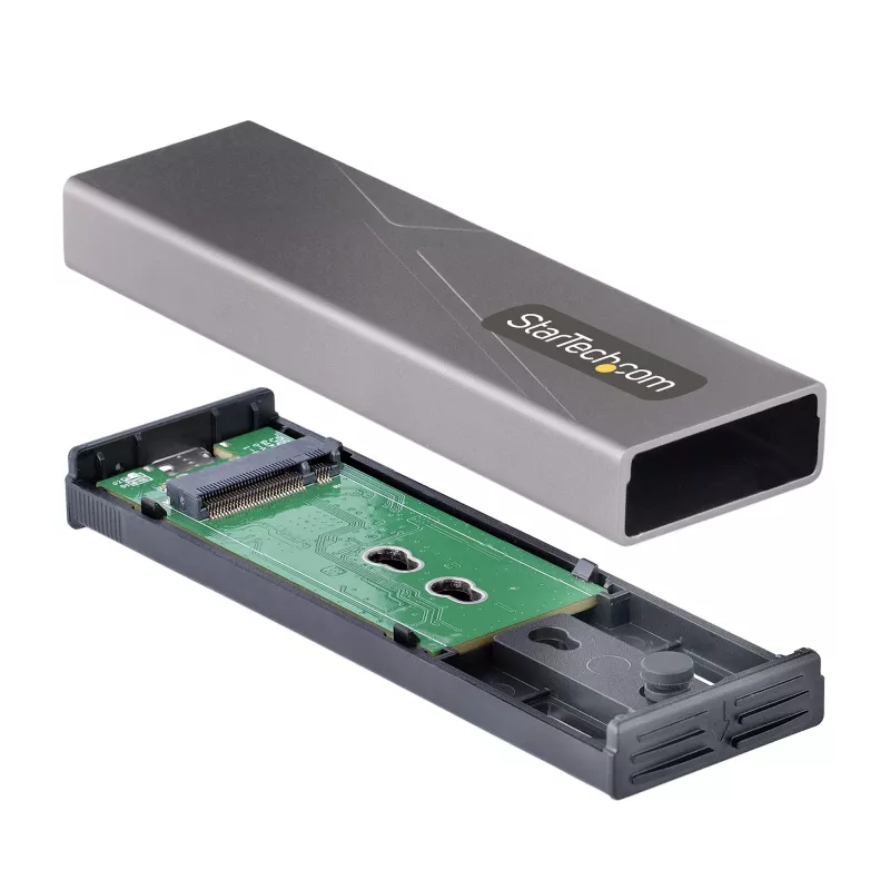 StarTech.com caixa USB-C 10 Gbit/s para M.2 NVMe ou M.2 SATA SSD – caixa externa de alumínio sem ferramentas para M.2 PCIe/SATA NGFF SSD – cabo host USB Type-C e Type-A – suporta 2230/2242/2260/2280